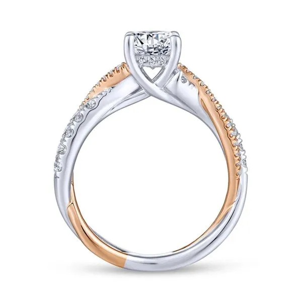 14K Two Toned Gold Diamond Semi-Mount Ring with Round Cubic Zirconia Center Ring Size 6.5 Gabriel and Co. | Chipper's Jewelry Image 2 Chipper's Jewelry Bonney Lake, WA