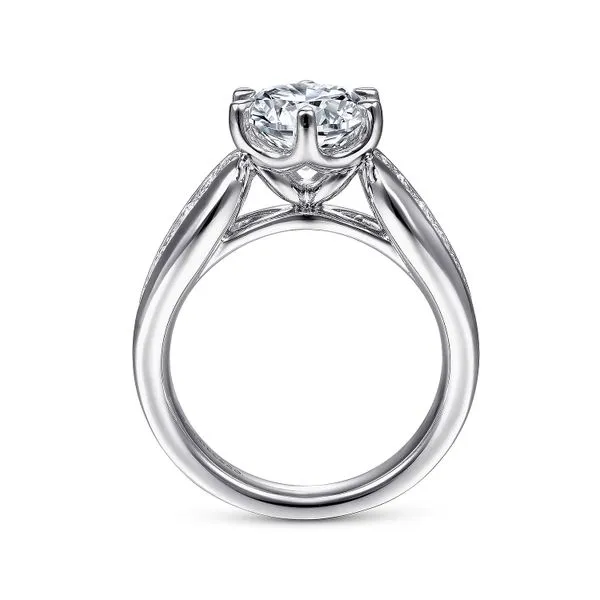 14K White Gold Wide Band Round Diamond Engagement Ring Image 2 Chipper's Jewelry Bonney Lake, WA