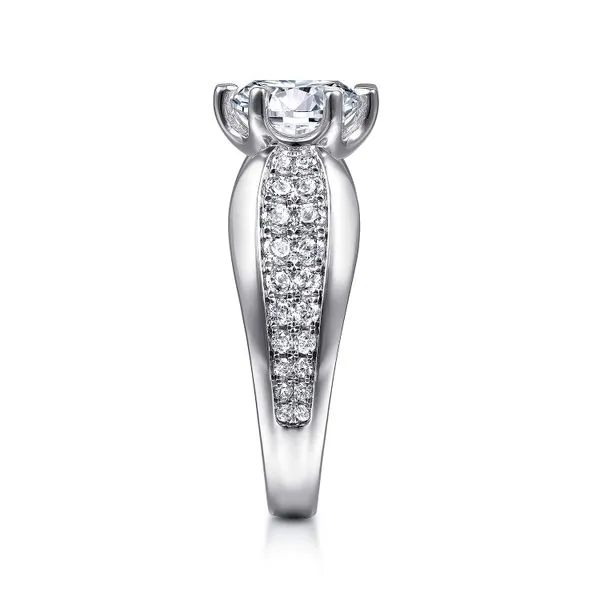 14K White Gold Wide Band Round Diamond Engagement Ring Image 4 Chipper's Jewelry Bonney Lake, WA