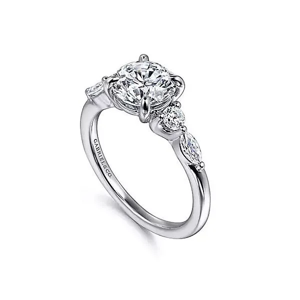14K White Gold Five-Stone Diamond Engagement Ring Image 2 Chipper's Jewelry Bonney Lake, WA