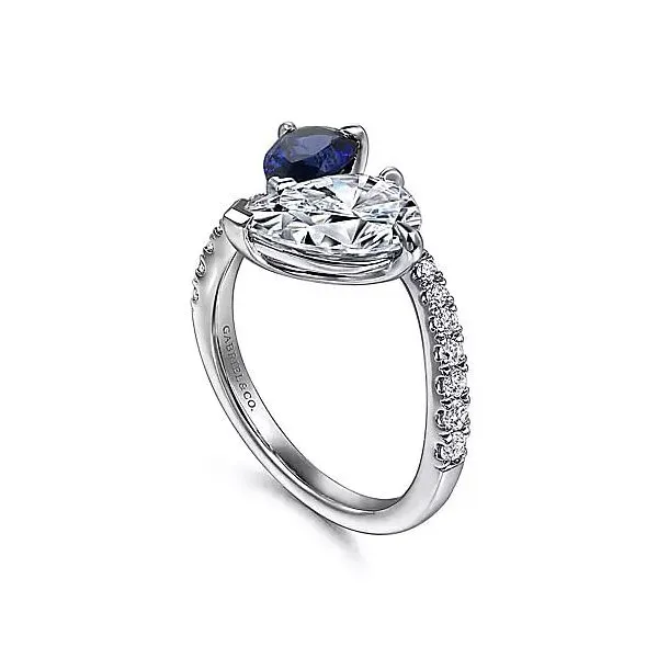 14K White Gold Engagement Ring Mounting with Pear Sapphire Image 2 Chipper's Jewelry Bonney Lake, WA
