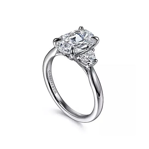 14K White Gold Three Stone Diamond Engagement Ring Image 2 Chipper's Jewelry Bonney Lake, WA