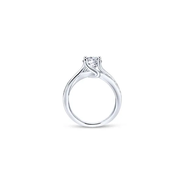 14K White Gold Diamond Engagement Ring with Round Cubic Zirconia Center Image 2 Chipper's Jewelry Bonney Lake, WA