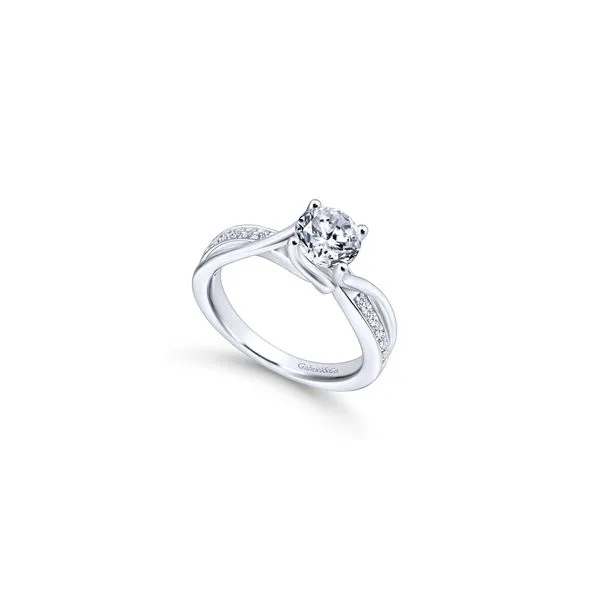 14K White Gold Diamond Engagement Ring with Round Cubic Zirconia Center Image 3 Chipper's Jewelry Bonney Lake, WA