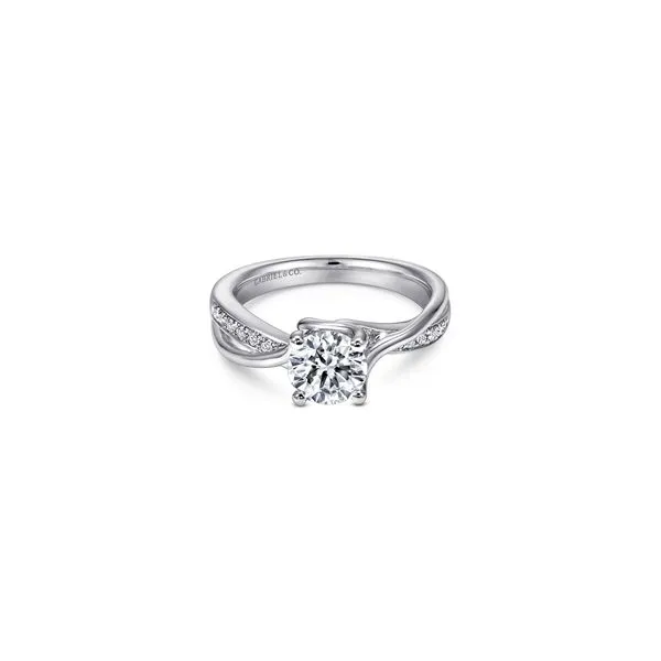 14K White Gold Diamond Engagement Ring with Round Cubic Zirconia Center Chipper's Jewelry Bonney Lake, WA