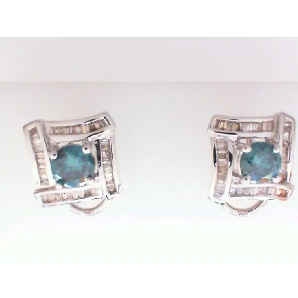 Blue & White Diamond Earrings in 18K White Gold Chipper's Jewelry Bonney Lake, WA