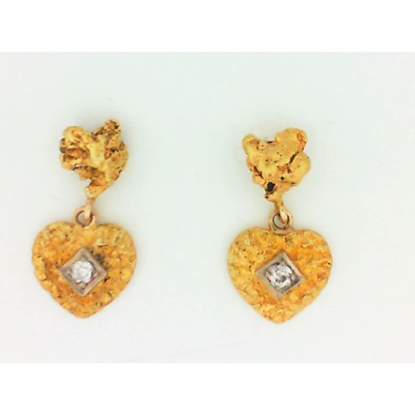 5.3g Diamond & Natural Nugget Heart Earrings Chipper's Jewelry Bonney Lake, WA