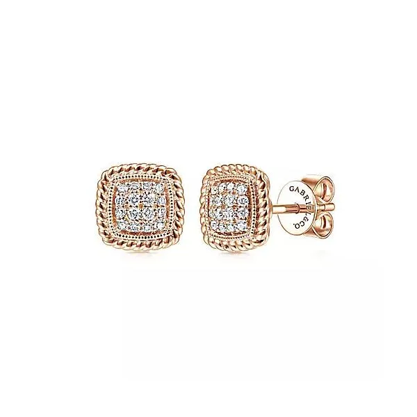 14K Rose Gold Twisted Cluster Diamond Stud Earrings Chipper's Jewelry Bonney Lake, WA