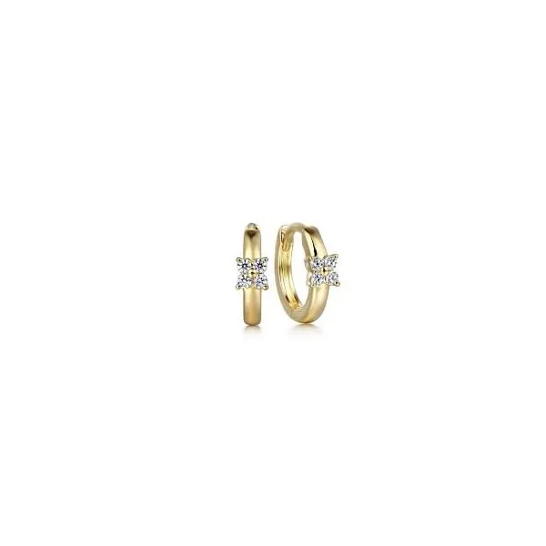 14K Yellow Gold Diamond Cluster Huggie Earrings Chipper's Jewelry Bonney Lake, WA