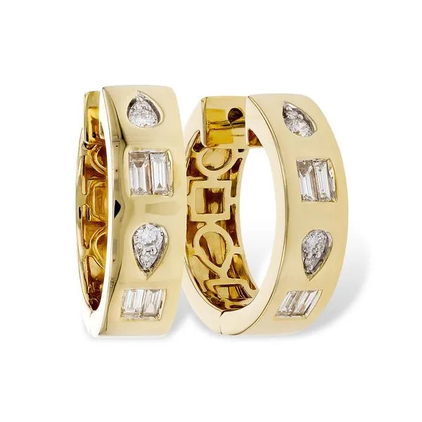 14K Yellow Gold Diamond Huggie Earrings Chipper's Jewelry Bonney Lake, WA