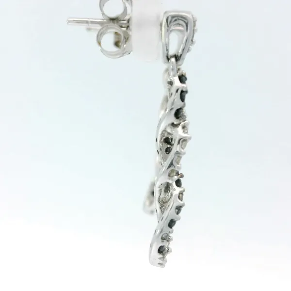 10K White Gold Black/White Diamond Dangle Earrings Image 2 Chipper's Jewelry Bonney Lake, WA