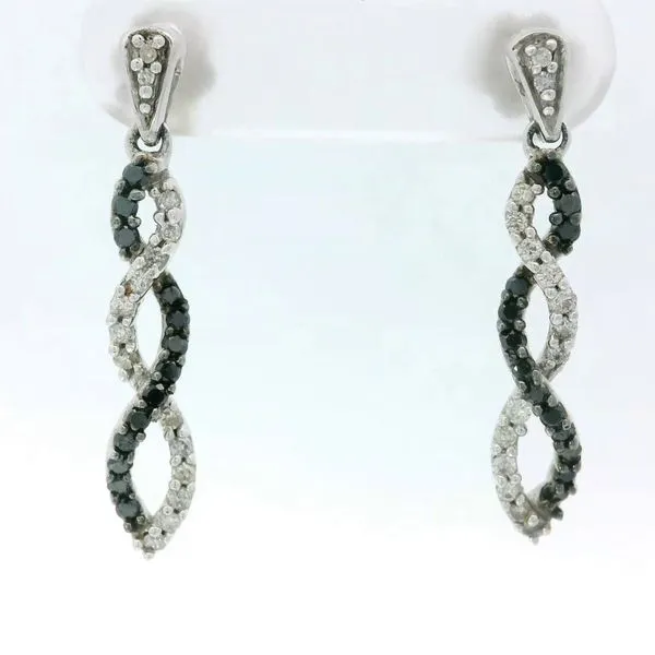 10K White Gold Black/White Diamond Dangle Earrings Chipper's Jewelry Bonney Lake, WA