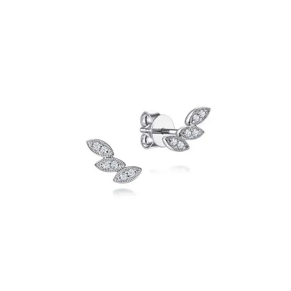 14K White Gold Diamond Leaf Shape Stud Earrings Chipper's Jewelry Bonney Lake, WA