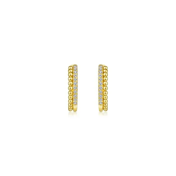 0.11ctw 14K Yellow Gold Bujukan Pave 10mm Diamond Huggie Earrings Image 2 Chipper's Jewelry Bonney Lake, WA