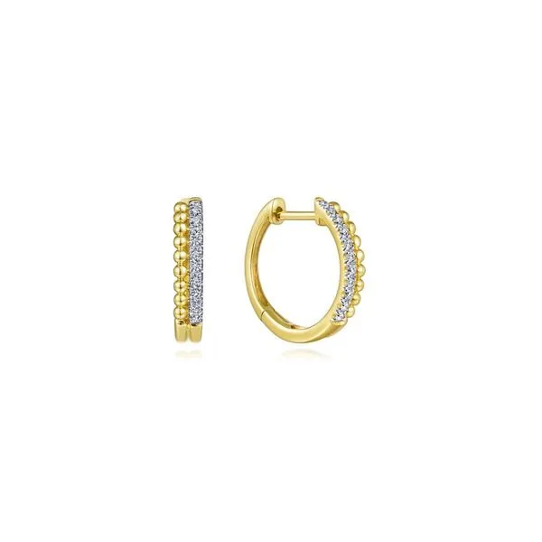 0.11ctw 14K Yellow Gold Bujukan Pave 10mm Diamond Huggie Earrings Chipper's Jewelry Bonney Lake, WA