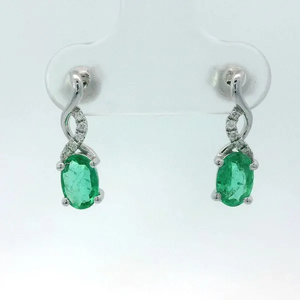 14K White Gold Oval Emerald Earrings Chipper's Jewelry Bonney Lake, WA
