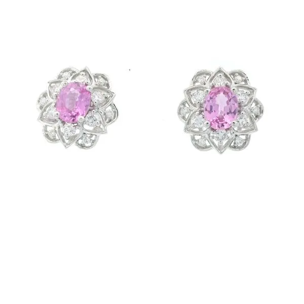 14K White Gold Oval Pink Sapphire Earrings Chipper's Jewelry Bonney Lake, WA