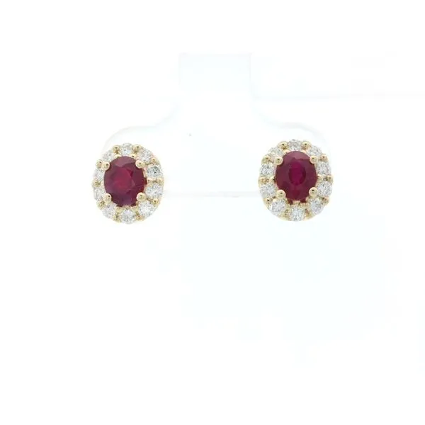 14K Yellow Gold Oval Ruby Stud Earrings Chipper's Jewelry Bonney Lake, WA