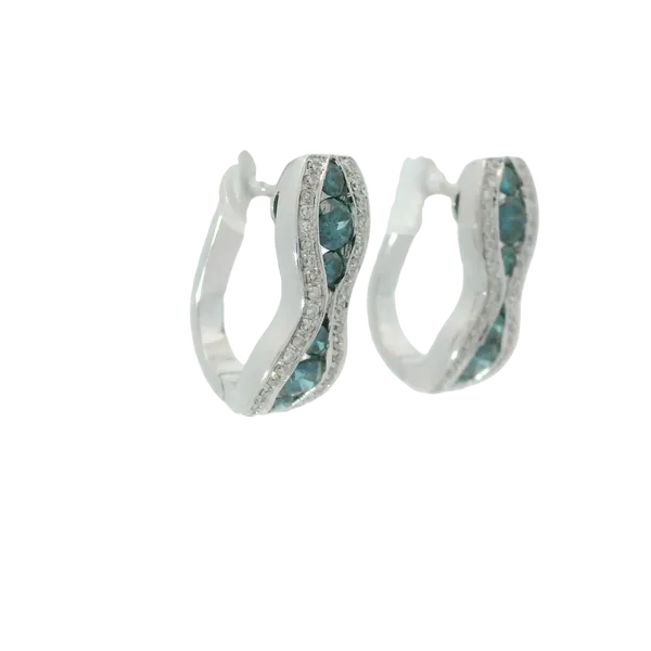 14KW Blue Diamond Wave Hoops Image 3 Chipper's Jewelry Bonney Lake, WA