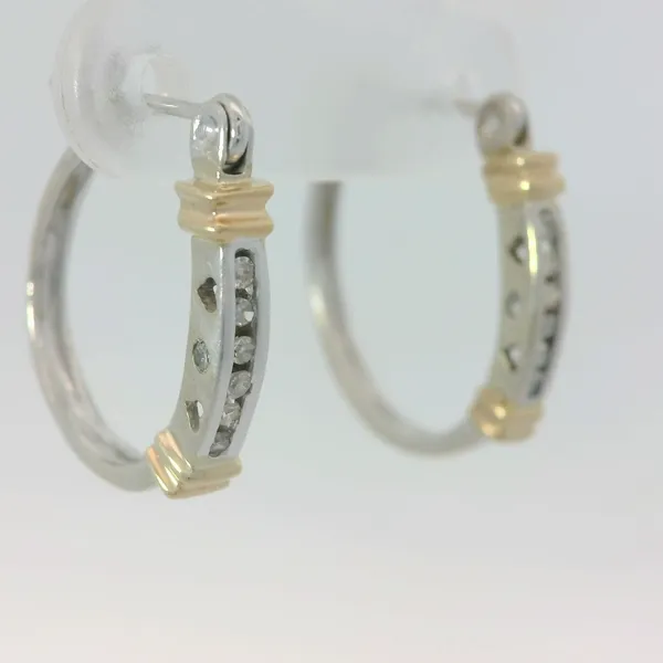 10K Two Tone Diamond Hoops Image 3 Chipper's Jewelry Bonney Lake, WA