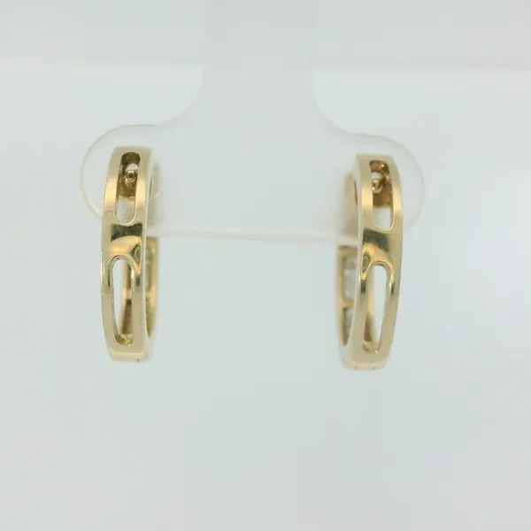 Vintage 14K Yellow Gold Diamond Huggie Hoops Image 2 Chipper's Jewelry Bonney Lake, WA