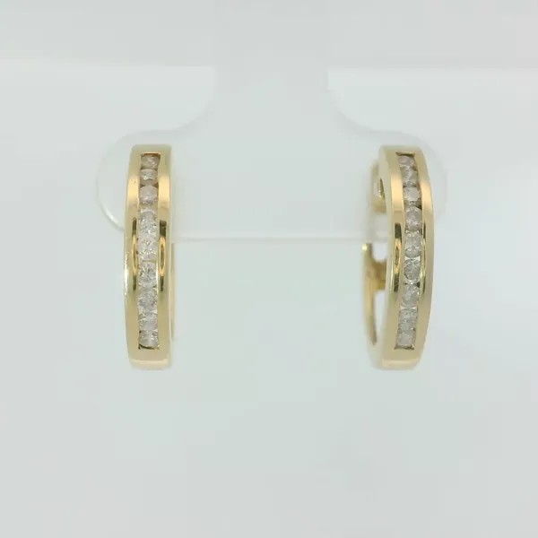 Vintage 14K Yellow Gold Diamond Huggie Hoops Chipper's Jewelry Bonney Lake, WA
