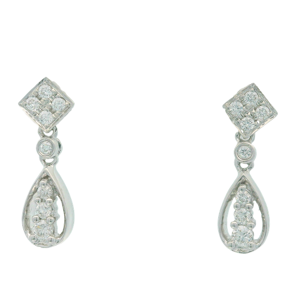 14K White Gold Diamond Dangle Earrings Chipper's Jewelry Bonney Lake, WA