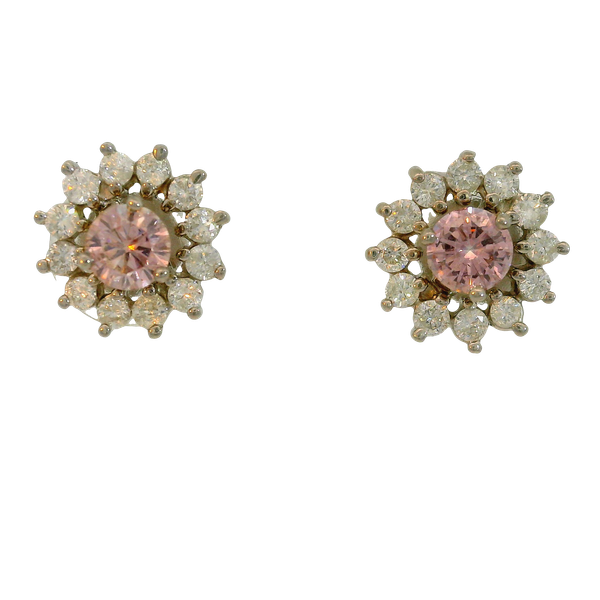 14KW Gold Coated Pink Diamond Studs with Diamond Jackets Chipper's Jewelry Bonney Lake, WA