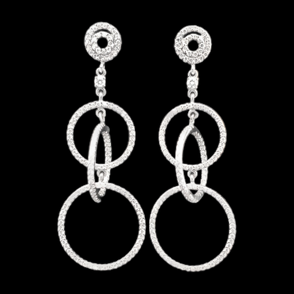 18KW 1.00ctw Diamond Circle Dangle Earrings Chipper's Jewelry Bonney Lake, WA