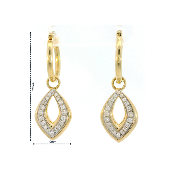 14K Two Tone Diamond Dangle Hoop Earrings Image 2 Chipper's Jewelry Bonney Lake, WA