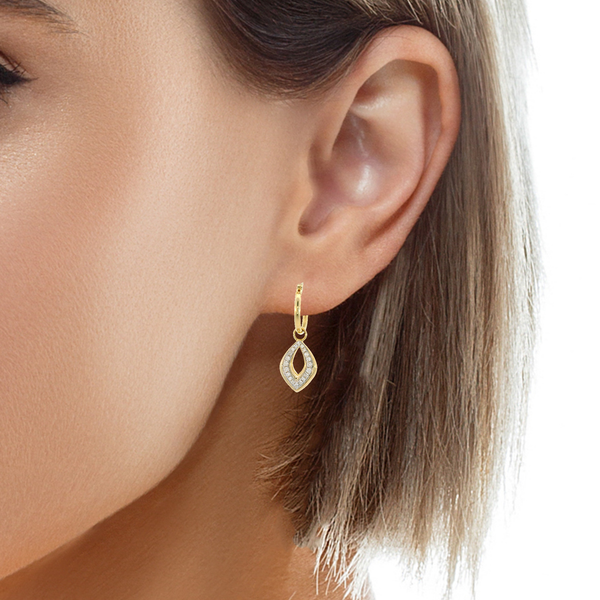 14K Two Tone Diamond Dangle Hoop Earrings Image 3 Chipper's Jewelry Bonney Lake, WA