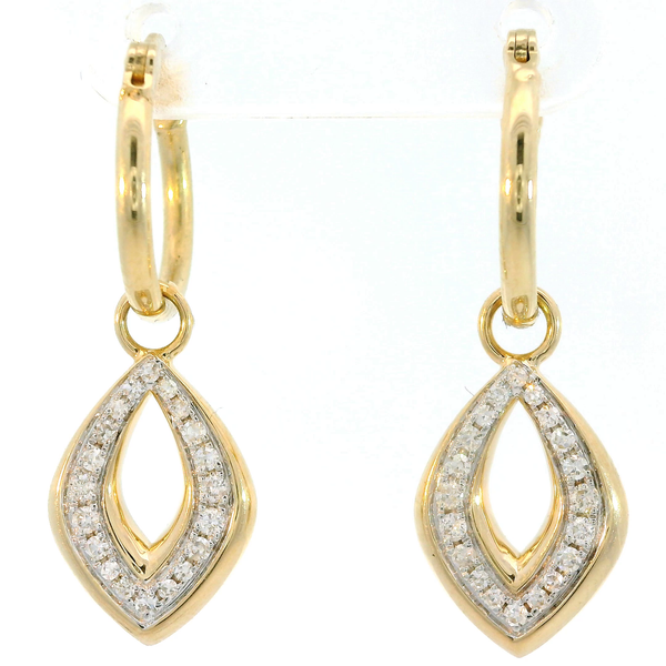 14K Two Tone Diamond Dangle Hoop Earrings Chipper's Jewelry Bonney Lake, WA