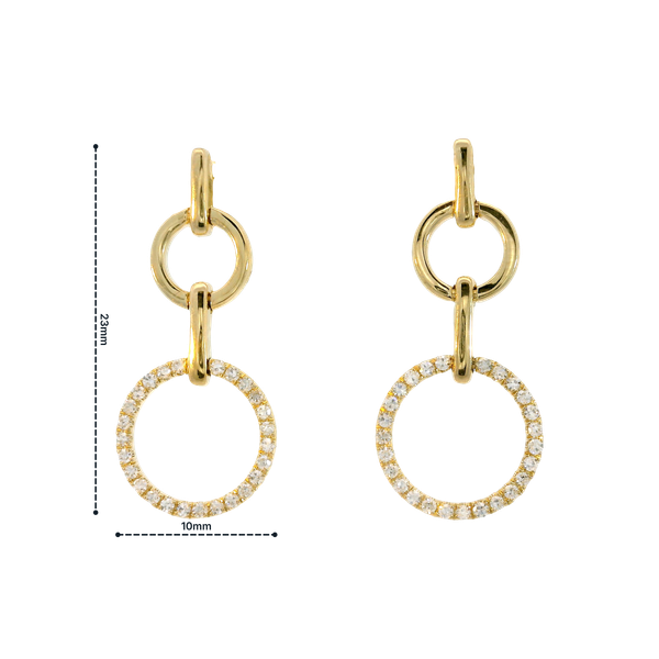 14KY Diamond Circle Drop Earrings Image 2 Chipper's Jewelry Bonney Lake, WA