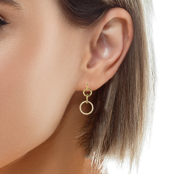 14KY Diamond Circle Drop Earrings Image 3 Chipper's Jewelry Bonney Lake, WA