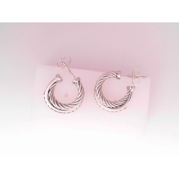 14KW/SS David Yurman Diamond Crossover Hoop Earrings Chipper's Jewelry Bonney Lake, WA