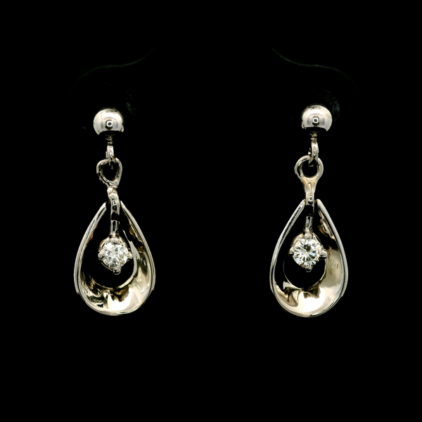 14KW Diamond Dangle Earrings Approx 0.10ctw. Chipper's Jewelry Bonney Lake, WA