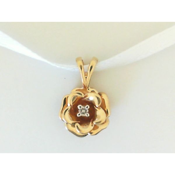 10K Yellow Gold Diamond in Rose Pendant on a 18"gf Chain Chipper's Jewelry Bonney Lake, WA