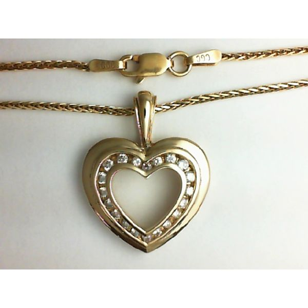 14K Yellow Gold Diamond Heart Pendant on 18" Wheat Chain Chipper's Jewelry Bonney Lake, WA