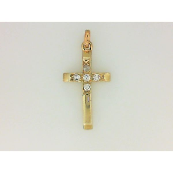 14K Yellow Gold Diamond Cross Pendant with 18" Gold Filled Chain Image 2 Chipper's Jewelry Bonney Lake, WA