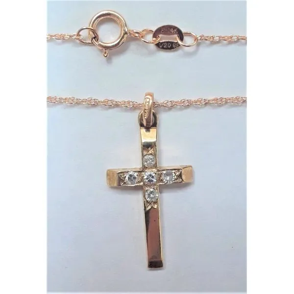 14K Yellow Gold Diamond Cross Pendant with 18" Gold Filled Chain Chipper's Jewelry Bonney Lake, WA