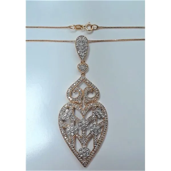 14kt Yellow Gold Diamond Pendant with Box Chain Chipper's Jewelry Bonney Lake, WA