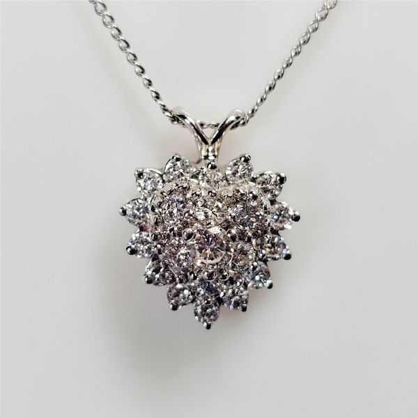 14K White Gold Diamond Heart Pendant Image 2 Chipper's Jewelry Bonney Lake, WA