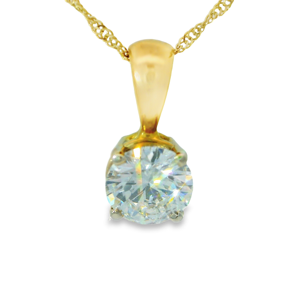 14KY .76ct Diamond Pendant with 20" Classic Singapore Chain Chipper's Jewelry Bonney Lake, WA