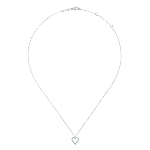 14K White Gold Diamond Heart Pendant Image 2 Chipper's Jewelry Bonney Lake, WA