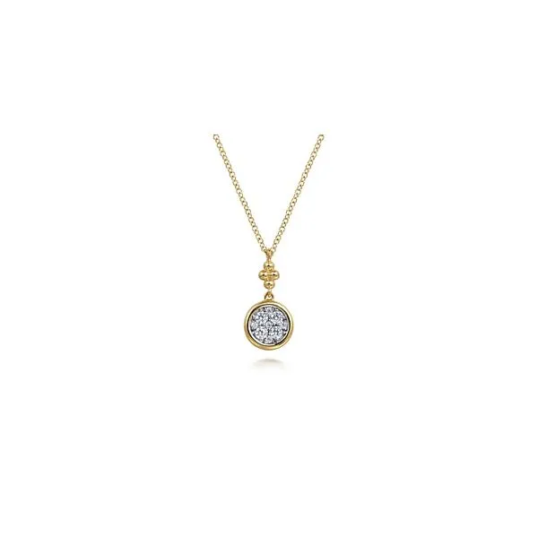 14K Two Tone Diamond Cluster Bujukan Drop Pendant Chipper's Jewelry Bonney Lake, WA