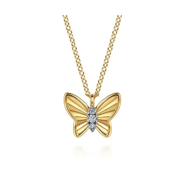 14K Yellow Gold Butterfly Necklace Chipper's Jewelry Bonney Lake, WA