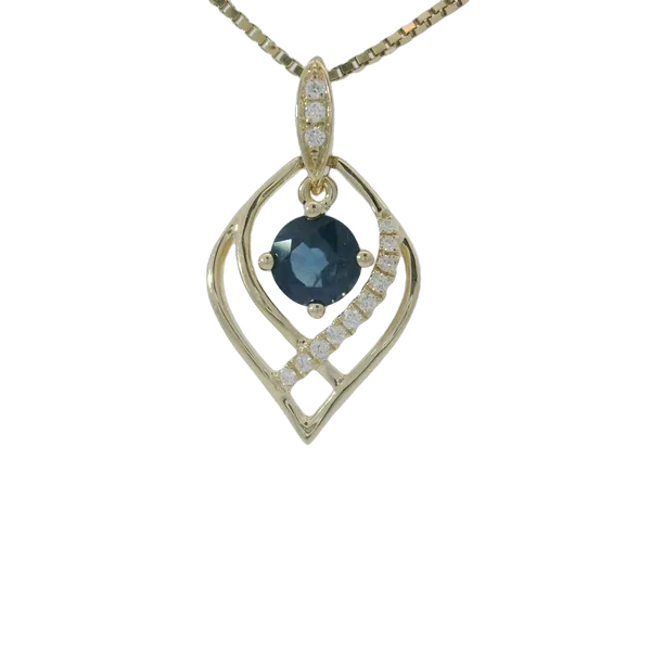 14K Yellow Gold Diamond and Sapphire Pendant Chipper's Jewelry Bonney Lake, WA