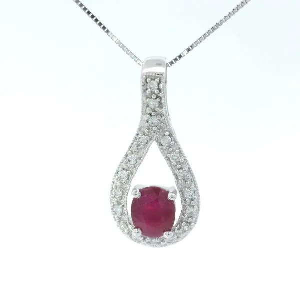 14K White Gold Ruby and Diamond Pendant Chipper's Jewelry Bonney Lake, WA