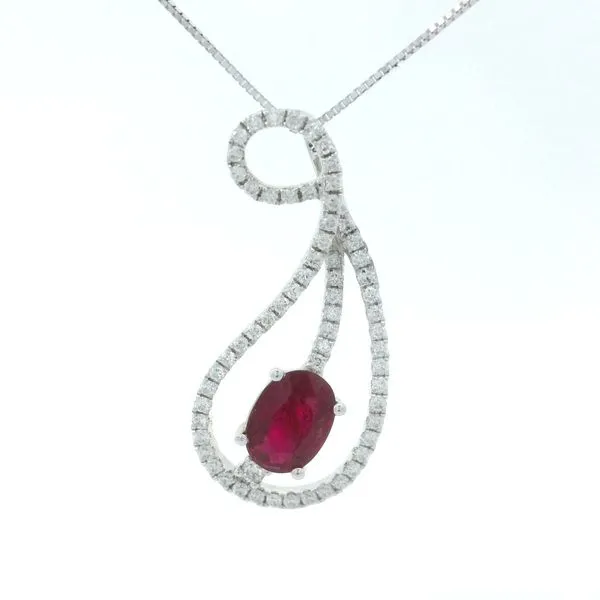 14K White Gold Ruby and Diamond Pendant Chipper's Jewelry Bonney Lake, WA