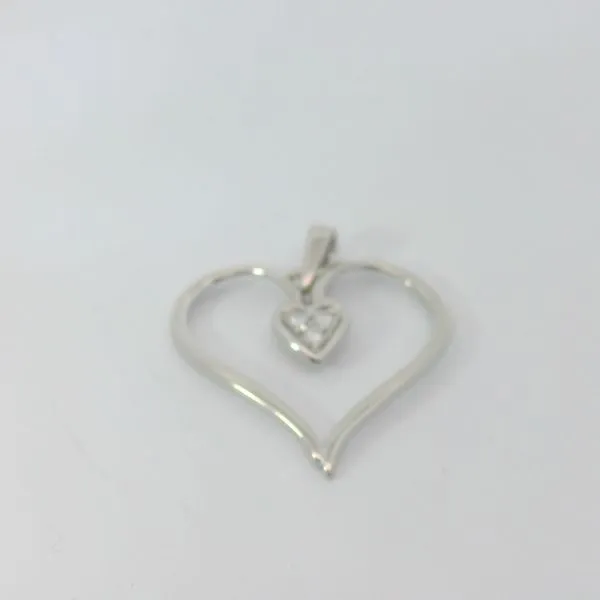 14KW Diamond Heart Pendant w/14KW 18